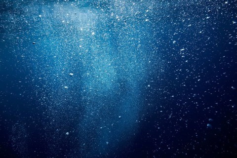 Rising air bubbles, island Vis, Mediterranean Sea, Croatia, Europe