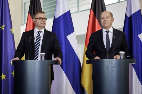 (R-L) Olaf Scholz, Federal Chancellor, and Petteri Orpo, Prime Minister of the Republic of Finland,