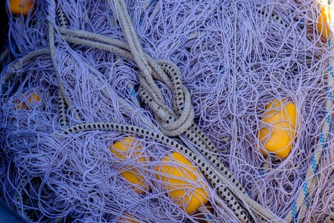 Fishing nets in Portlligat, Cadaqués, Catalonia, Spain, Europe