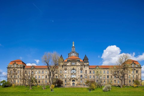 Saxon State Chancellery on the banks of the Elbe in Neustadt