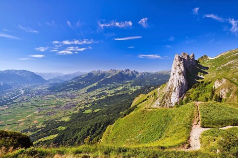 Kreuzberge, Chrüzberg, in the Alpstein with a view into the Rhine Valley, Canton St. Gallen,