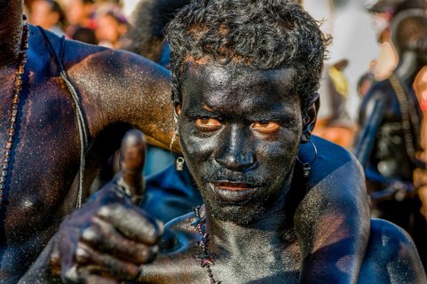Portrait of black man. Carnival. Mindelo. Cabo Verde. Africa