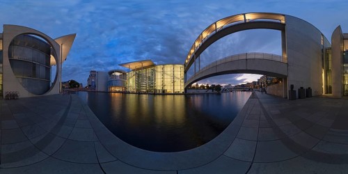 Government district in 360Â° panorama, Berlin, Germany Europe