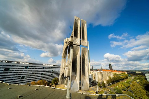 Siren system on a high-rise building in Dresden. It is used to warn the population quickly and