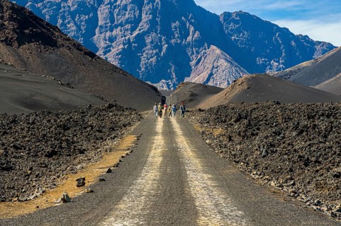 Path near vulcano on. Fogo. Cabo Verde. Africa