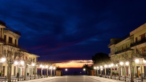 Zafferana Etnea, market place, lanterns, artificial lighting, dark blue night sky, dawn, Etna,