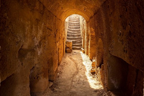 Underground tombs of the ancient necropolis Royal Tombs of Nea Paphos, Paphos, Cyprus, Europe
