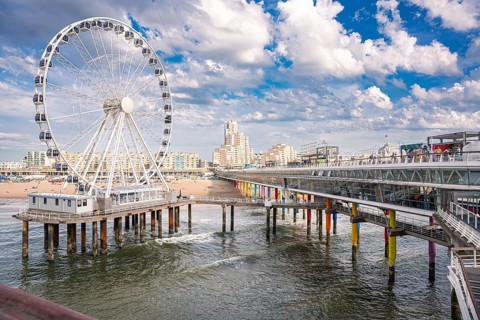 Pier with Ferris wheel on the beach, The Hague, Netherlands