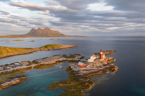 Tranoy Fyr Lighthouse, Tranoy Fyr, Hamaroy, Ofoten, Vestfjord, Nordland, Norway, Europe