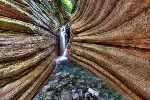 Taugl, Bach Klamm, red rock, Red Canyon, Salzburg, Austria, Europe