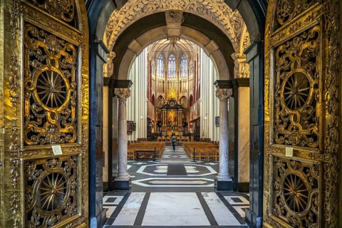 Interior of St. Salvator's Cathedral in Bruges, Belgium, Europe
