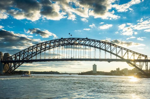 Sydney harbour bridge at sunset, Sydney, New South Wales, Australia, Oceania