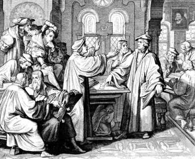 Martin Luther's Conversation with Zwingli on the Question of the Sacraments, Marburg Castle,