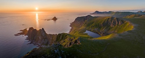 Rocky coast, fjords and mountains, Matinden mountain, Bleik, Andoya island, Vesteralen archipelago,