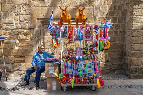 Mobile stand with toys in Nicosia, Cyprus, Europe