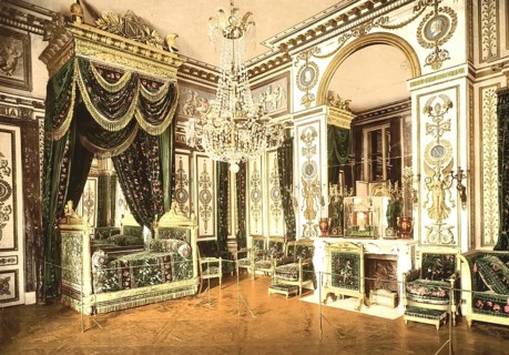 Napoleon's Bedroom in Fontainebleau Castle, Ile-de-France, France, c. 1890, Historic, digitally