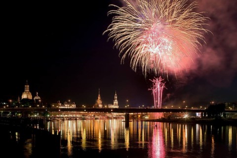 Breathtaking firework displays enchant the city skyline at night. Here is the big firework display