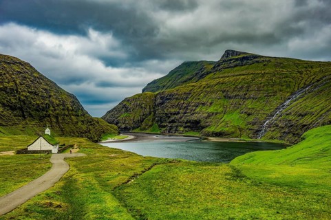 Old church in Saksun, Streymoy, Faroe islands, Denmark, Europe