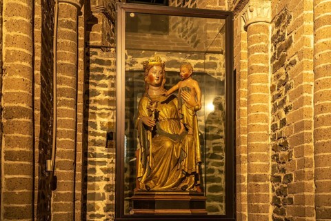 Madonna in the interior of the Basilica of the Holy Blood in Bruges, Belgium, Europe