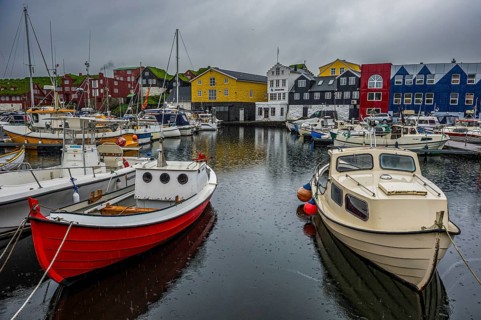 Boat harbour of Torshavn, capital of Faroe islands, Streymoy, Denmark, Europe