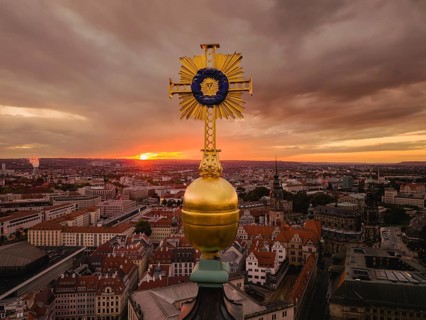 Towers of Dresden's Old Town, Church of Our Lady with domed cross