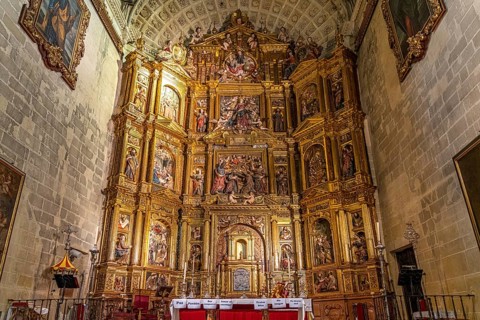 Altar of the Basilica of Santa MarÃ­a de la Asuncion in Arcos de la Frontera, Andalusia, Spain,