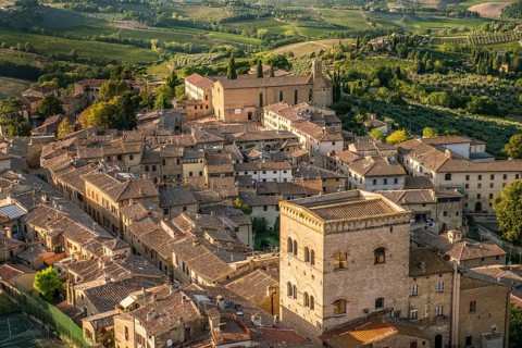 View from the Tower, Torre del Palazzo del Popolo after the Church Chiesa di Sant'Agostino, San