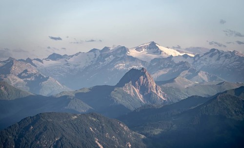 Evening atmosphere, view of Grossvenediger and Venediger group in the Hohe Tauern, in front Grosser