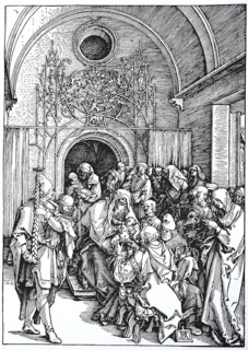 Picture cycle From the Life of the Virgin, the Circumcision, woodcut by Albrecht Dürer, historical,