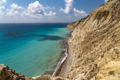 Beach on the cliffs of Cape Aspro near Pissouri, Cyprus, Europe