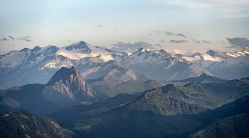 Evening atmosphere, view of Grossvenediger and Venediger group in the Hohe Tauern, in front Grosser