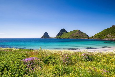 Sandvika beach near Nykvag, Langoya island, Vesteralen archipelago, Norway, Europe