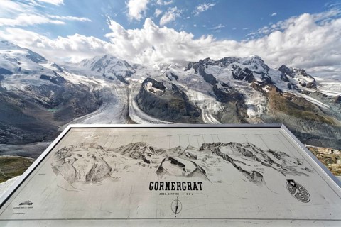 View from Gornergrat towards south, Grenzgletscher with Dufourspitze, Valais Alps, Zermatt, Valais,