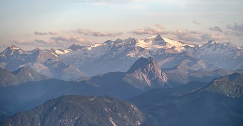 Evening atmosphere, view of Grossvenediger and Venediger group in the Hohe Tauern, in front Grosser