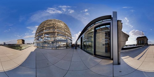 Reichstag dome in 360Â° panorama, government district, Berlin, Germany, Europe