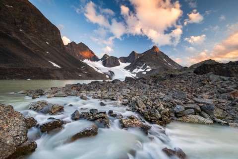 Kaskapakte Glacier, Kaskasatjakka Mountain and Kuopertjakka, Kaskasavagge Valley, Kebnekaise
