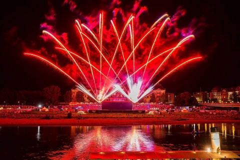 Fireworks at the end of the Roland Kaiser concert in Dresden