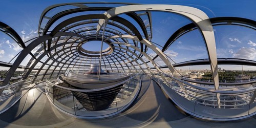 Reichstag dome in 360Â° panorama, government district, Berlin, Germany, Europe