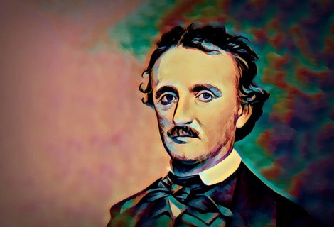 Portrait of Edgar Allan Poe, 1809 â€“ 1849, American writer, digitally edited according to a