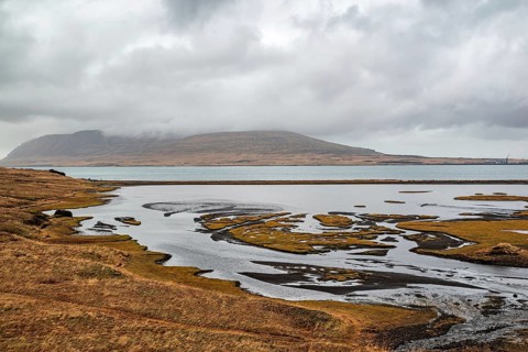 View of Hvalfjordur in a summer cloudy day, Iceland, Europe