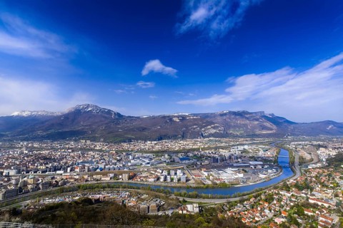 Grenoble city seeing from Bastille viewpoint