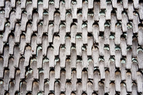 Wooden shingle façade, Dietges, Rhön, Hesse, Germany, Europe