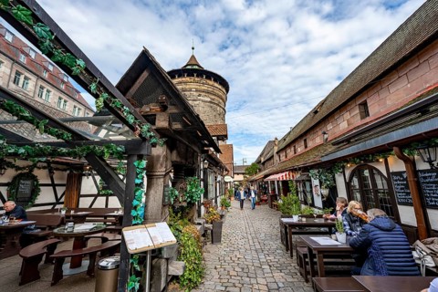 Restaurant im Handwerkerhof, Frauentorturm, Nuremberg, Middle Franconia, Bavaria, Germany, Europe