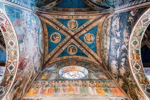 Four Apostles, Last Judgment, Paradise and Hell, frescoes by Taddeo di Bartolo, Collegiata di Santa
