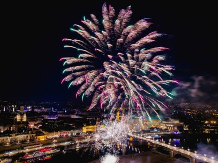 Fireworks over Dresden's Old Town