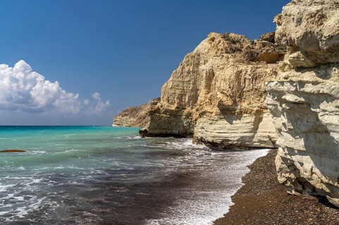 Beach on the cliffs of Cape Aspro near Pissouri, Cyprus, Europe