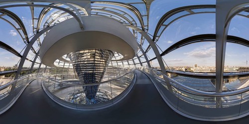 Reichstag dome in 360Â° panorama, government district, Berlin, Germany, Europe