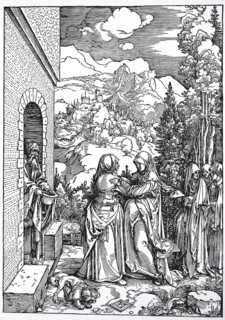 Picture cycle From the Life of the Virgin, the Visitation, woodcut by Albrecht Dürer, historical,