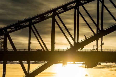 Sydney harbour bridge at sunset, Sydney, New South Wales, Australia, Oceania