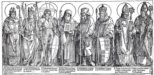 The Patron Saints of Austria, woodcut by Albrecht Dürer, historical, digitally improved